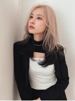 ウールトウキョウ 渋谷(wool TOKYO)&nbsp;ホワイトベージュ×裾配色巻きロング