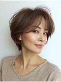白髪ぼかし脱白髪染め似合わせショートボブ40代50代60代