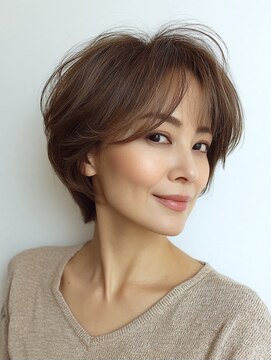 ハーツ 青山表参道店(Heart's) 白髪ぼかし脱白髪染め似合わせショートボブ40代50代60代