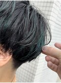 20代30代前ハンサムショート/グリーンハイライト