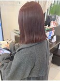 切りっぱなしボブ　チェリーレッド　春カラー