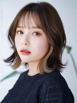 レノラ 本町(LENORA) インナーカラー外ハネボブパーマくびれボブくびれミディアムボブ