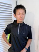 サーフカールスパイキーショートブルーブラックフェザーパーマ