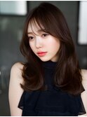 ☆フェミニンロング大人かわいいぱっつん前髪レイヤーカット小顔