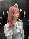 くびれヘアアプリコットオレンジハイライトカラーブルーカラー