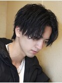 センターパート/ニュアンスパーマ/カルマパーマ/メンズ/眉毛