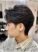 大分曲がる縮毛矯正メンズカットセンターパートニュアンスパーマ