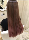 グラデェーション　ベージュピンク