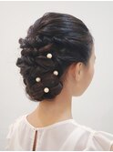 ロング　編み込みねじりふんわりセット