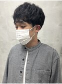 メンズニュアンスウェーブパーマシークレットパーマ黒髪マッシュ