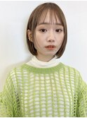 柔らかマロンベージュボブ/シースルーバング/似合わせカット