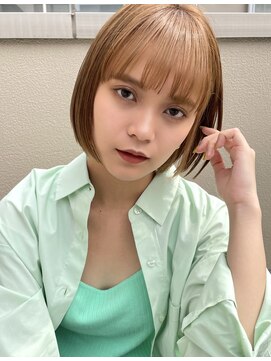 トリコ ショップアンドヘアサロン(tricot shop hair salon) コンパクトボブ　ブリーチあり ミルクティーベージュ