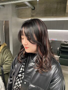 リール(rire) デザインカラーレイヤーカットウェットヘア夏オリーブベージュ