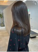 安積ワンホンヘア顔周りレイヤーカットハイライトグレージュ30代