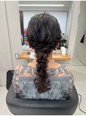 黒髪ヘアのゆるふわ編み下ろしアレンジ【清板】