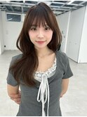 大人可愛いグレージュ◎ブリーチなし前髪カットシースルーバング
