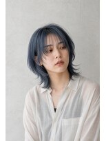 アーダーヘアサロン 森田店(ADER HAIR SALON)&nbsp;透明感ネイビーブルー×韓国風ウルフカット