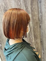 ヘアメイク Y-21 青葉台店&nbsp;ボブ　×　インナーカラー　×　オレンジミックス