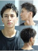ツーブロ 刈り上げ 短髪 かき上げ 爽やかアップバングヘア