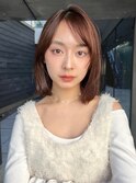 イメチェン美髪ワイドバングタッセルボブアプリコットオレンジ