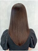 グレージュロング暗めカラー韓国ヘア顔周りレイヤー_ba564011