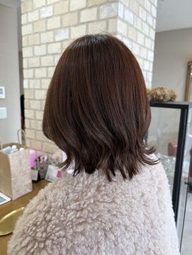 ヘアー クラージュ(hair courage) レイヤーボブコーラルピンク