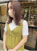 ニュアンスパールピンクカラー×ふんわり外ハネミディ