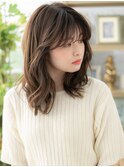 シースルーバングくせ毛風ミディアムレイヤーa戸頭20代30代40代