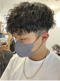 ツイストスパイラルパーマツーブロックツイストパーマフェード