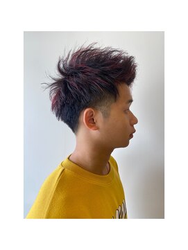 ピコット(picot) 成人式カットカラー×赤メッシュ