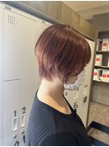 ピンクカラー、ショートスタイル、髪質改善