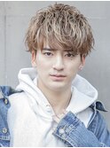 刈り上げマッシュツイストスパイラルメンズウルフ波巻きパーマ