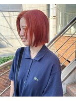 スロウ 代官山(Sraw) ボブ 切りっぱなしボブ ブリーチケアブリーチ オレンジカラー