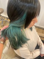 ラポール 蟹江(RAPPORT)&nbsp;【インナーカラー】黒髪に映えるターコイズカラーで抜け感