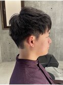 メンズ/アップバング/ツーブロックマッシュ/束感ショート波巻き
