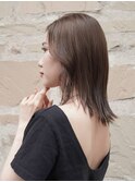 顔周りレイヤーボブ ストレートロブ ブリーチなしベージュ明るめ