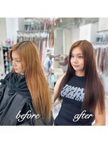 ガルボヘアー 心斎橋店(garbohair)&nbsp;心斎橋プルエクステ丸ごとカラーブラウンベージュ