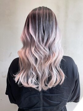 おくれ毛ハイトーンダブルカラーブリーチロング_ba559193