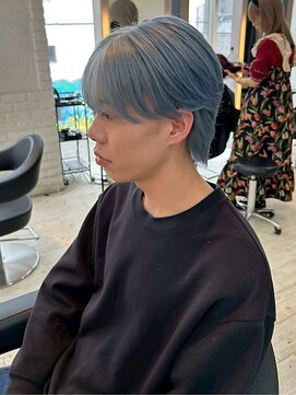 インク サカエ(inq sakae) ケアブリーチ2回/ブルーアッシュ/メンズカット/ショート