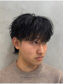 ツイストシャドウパーマ/ラウンドマッシュ/ナチュラルショート