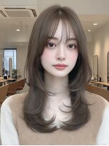 ケシキ 表参道 原宿(kesiki.)&nbsp;ミディアムレイヤー顔周りカットハッシュカットワンホンレイヤー