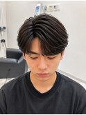 フェザーパーマメンズサロンニュアンスパーマセンターパート眉毛