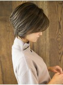 【LE】カーキベージュ大人くびれショートボブ