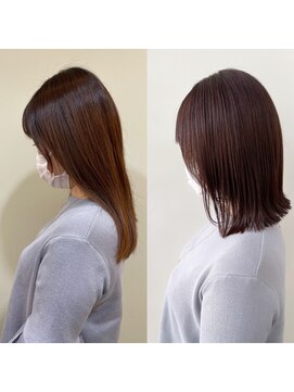 ジーナ 船橋(Zina) オトナ女子ツヤ髪アッシュカラーふんわりミディシースルーバング