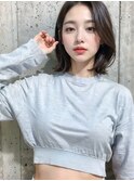 顔周りのデザインは自由自在★グレージュ×ボブ