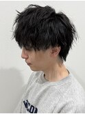 メンズマッシュウルフミニウルフパーマスパイラルパーマツーブロ