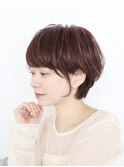 30代40代50代耳かけショートボブ前髪あり丸みショート白髪ぼかし