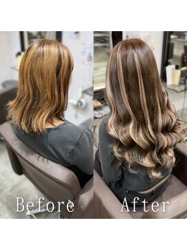 あるじゃんすー 沖縄店 ダークブラウン×ホワイトベージュ#くびれヘア#韓国#沖縄