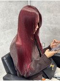 ボルドーレッド、色持ちの良い赤髪、ブリーチなしカラー