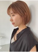 無造作ナチュラルボブ×ブリーチなしオレンジベージュ